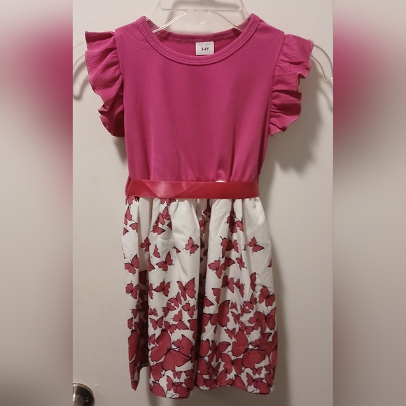 NWT Girls Fushia and White Sleeveless Sundress with Ruffled Tiers. - Picture 7 of 8